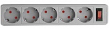 Сетевой фильтр KREOLZ S1550, 5 розеток, сечение 0,75, 1 варистор, 5 м., серый